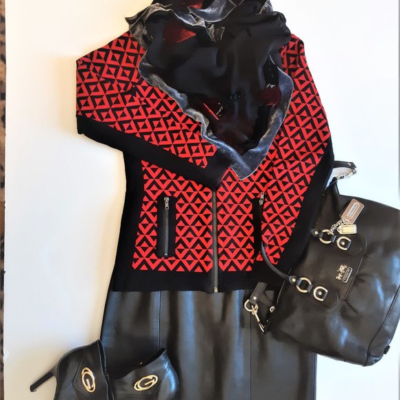 Elena Wang Sweaters - 💖Host Pick💖Red and black cardigan - sweater